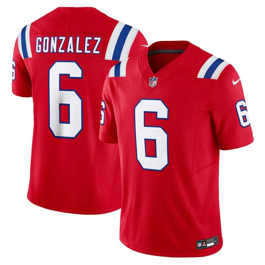 Men & Women & Youth New England Patriots #6 Christian Gonzalez Red 2023 F.U.S.E. Vapor Limited Jersey->new england patriots->NFL Jersey